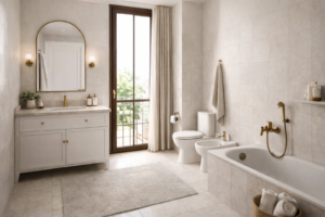 Bagno moderno con dettagli in ottone